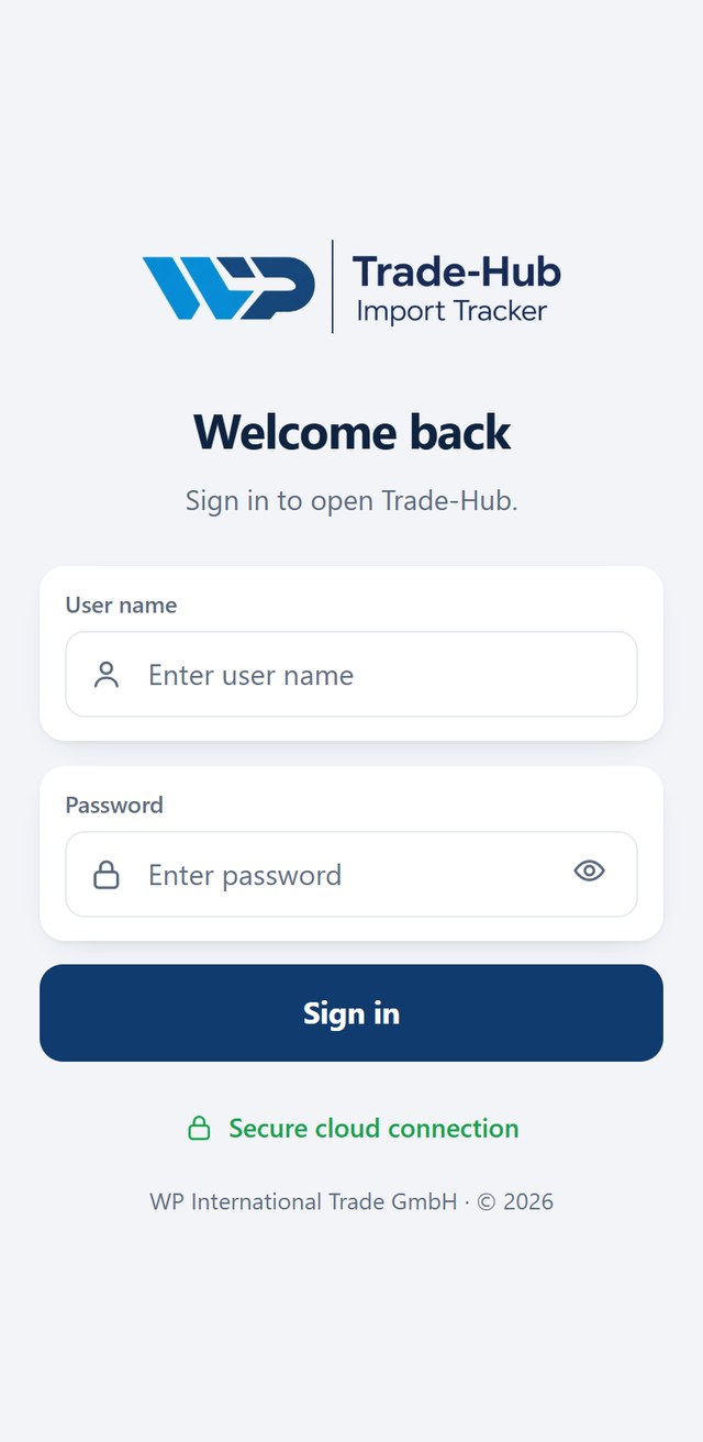 Trade-Hub app on iPhone: secure login